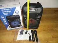 Boxa bluetooth cu acumulator, microfon, slot usb, telecomanda, lumini