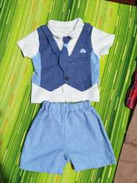 Costum elegant de vara băieței, mărimea 92 (1.5-2 ani)+cadou pantaloni