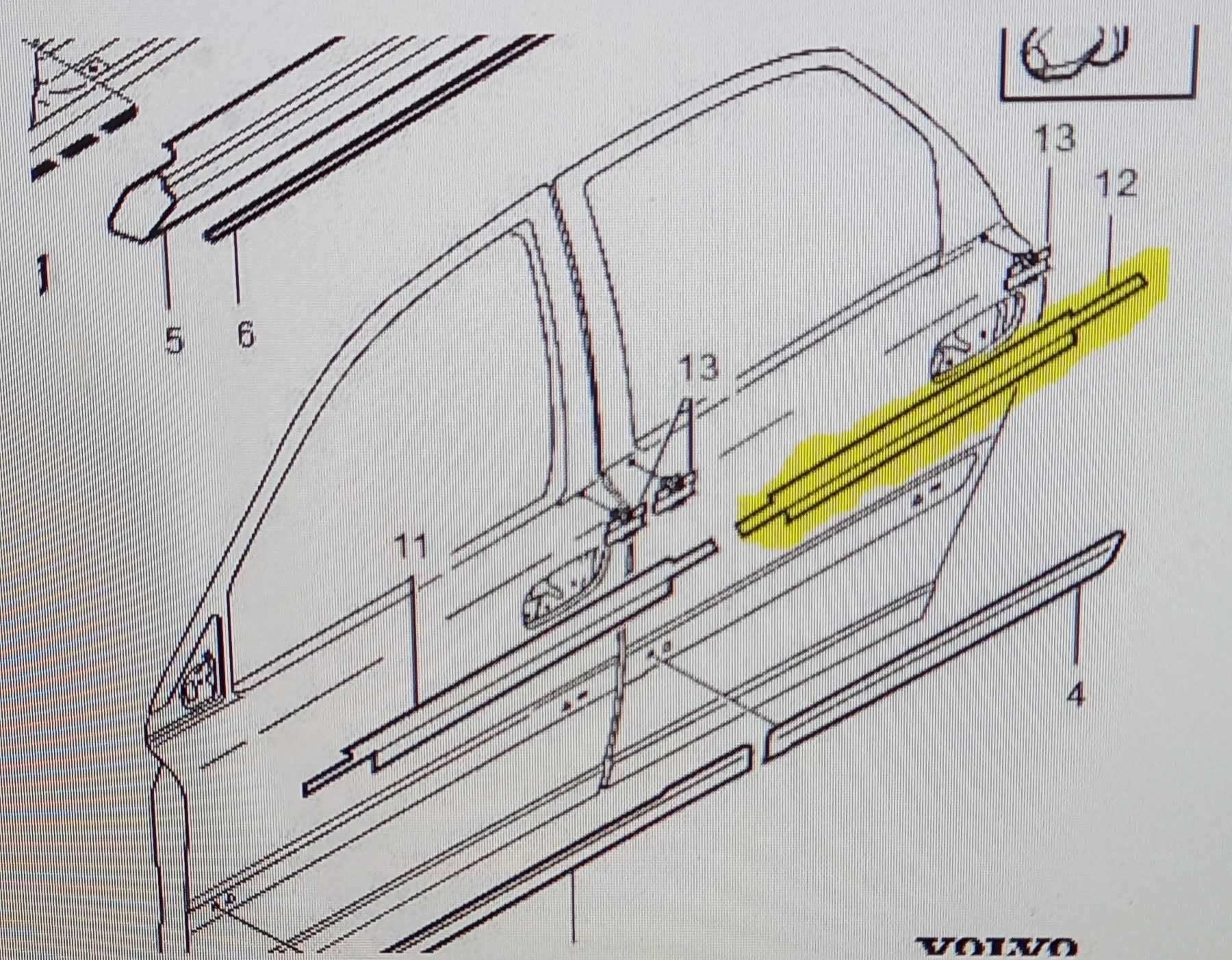 Volvo S80 лайсна прозорец задна дясна
