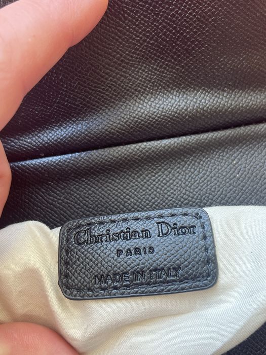 Дамска малка чанта CD Black Grained Calfskin Leather Saddle Bag