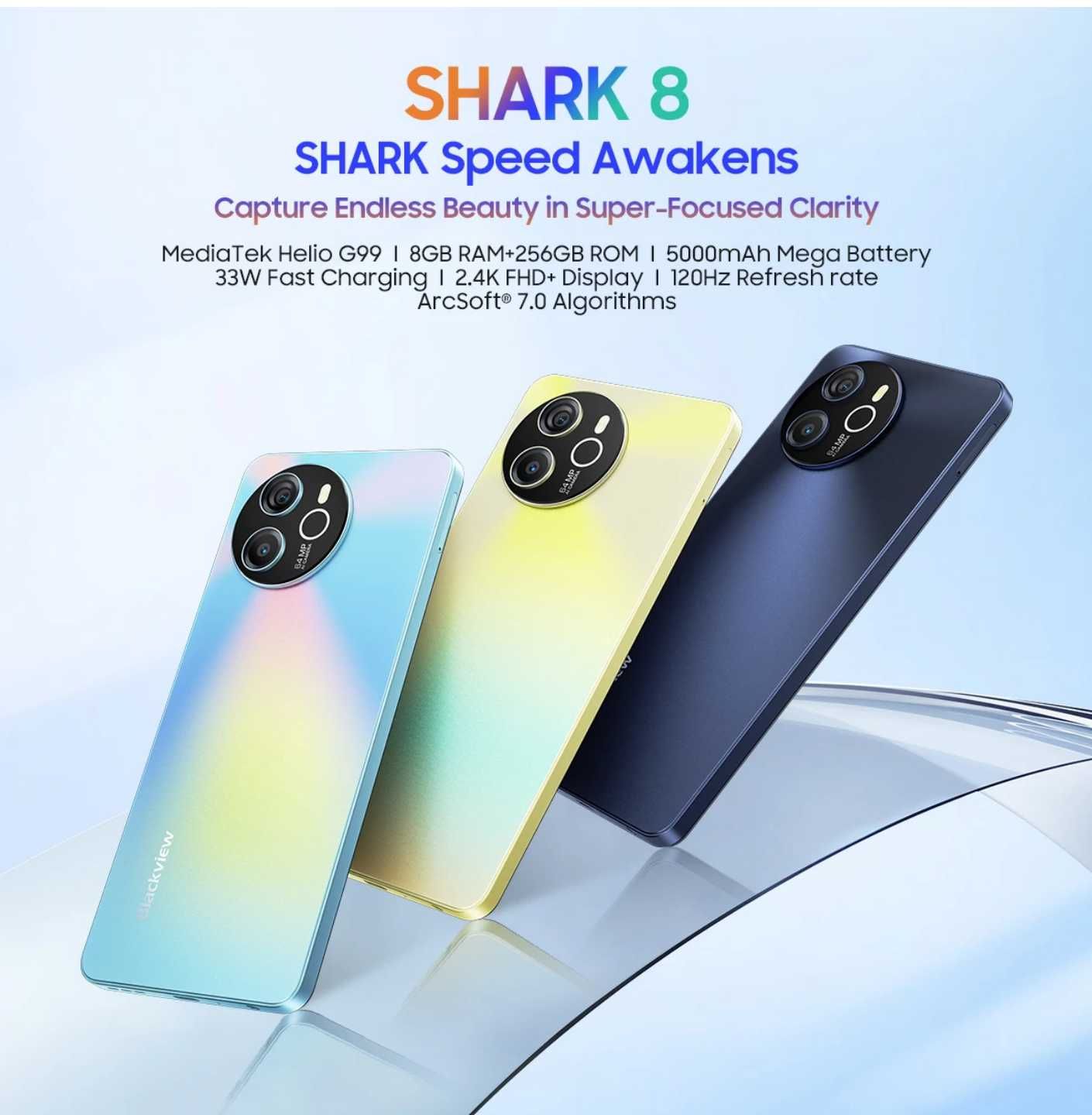 Blackview Shark 8 16GB RAM 256GB ROM, 64MP камера, 6.78" 120 Hz екран