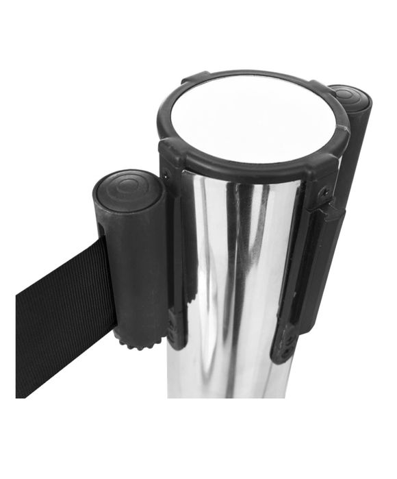 Cap cu bandă retractabilă pentru stâlpi metalici de delimitare !