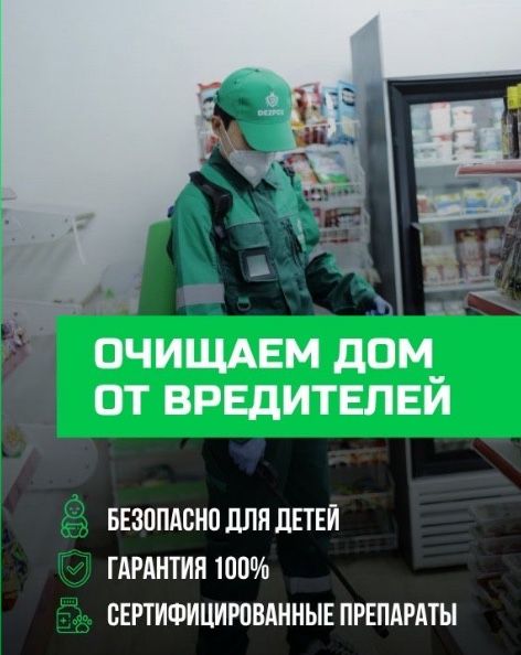 Дезинфекция, Уничтожения тараканов клешей клопов мышей и т.д.