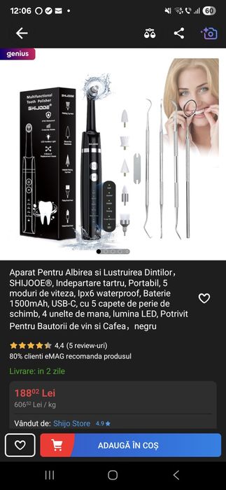 Aparat pentru albirea si lustruirea dintilor, indepartare tartru