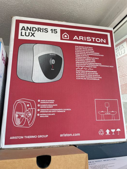 Boiler electric Ariston Andris LUX 15 U EU, 15 l, 1200 W, Led iluminat