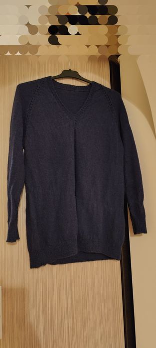 Pulover lana alpaca 100% lucrat manual stare foarte bună L-XL