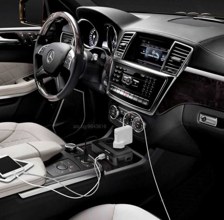 Инвертор 200W 11-15V DC 220-240V AC 4USB две гнезда контакт BESTEK TUV