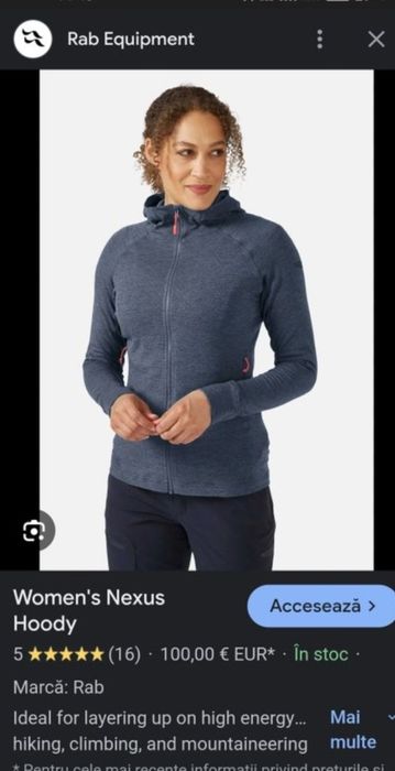 Hanorac de munte Rab dama,mărime L