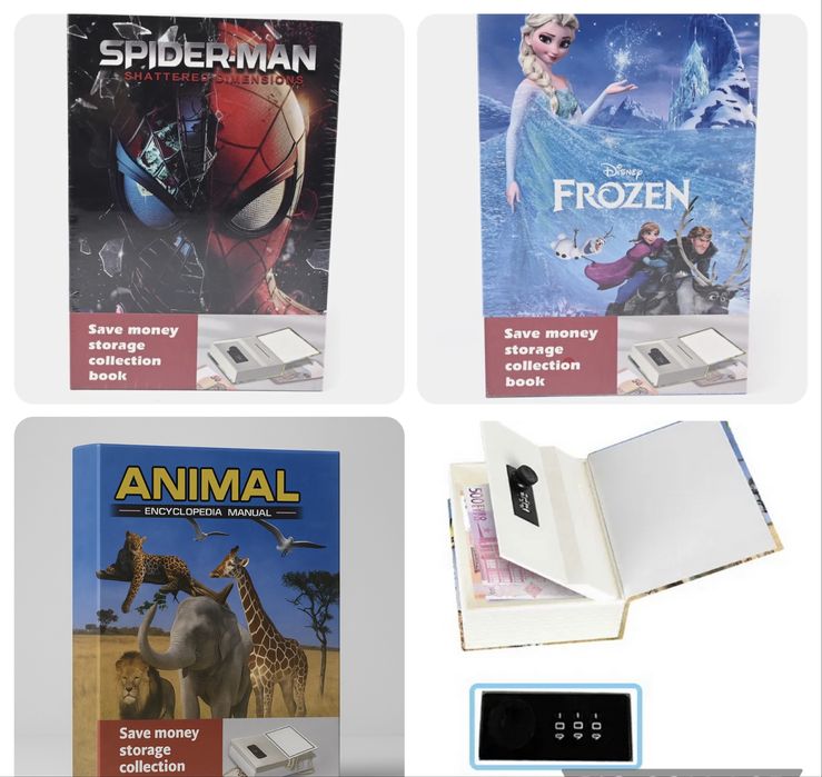 Книга с таен сейф за пари Спайдърмен, Замръзналото Кралство, Frozen