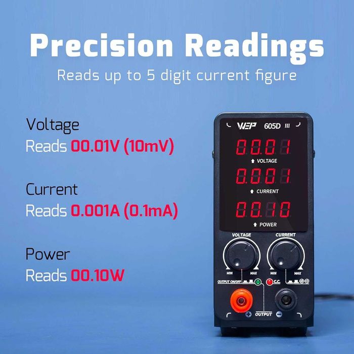 Захранващ блок WEP 605D-III, 60V, 5A, импулсен, с цифров дисплей.