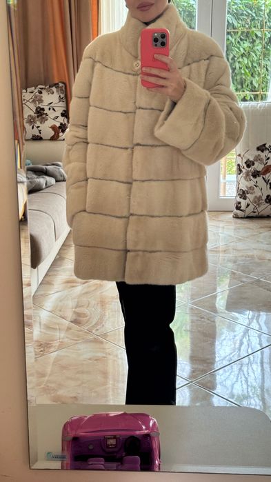 #101 Палто от норка.XL.Визон.Яке от норка.Естествена кожа с косъм.