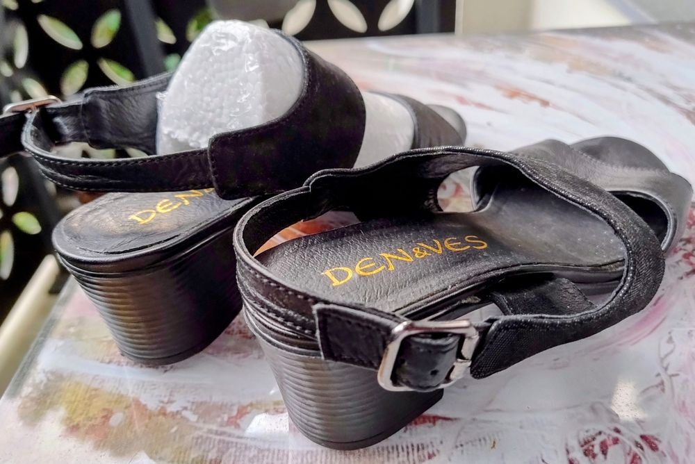 Черни, дамски сандали от естествена кожа на ДЕН-ВАС, Пещера, номер 36