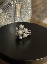 PANDORA Silver WISHFUL THINKING Pearl Cluster Ring Size 50