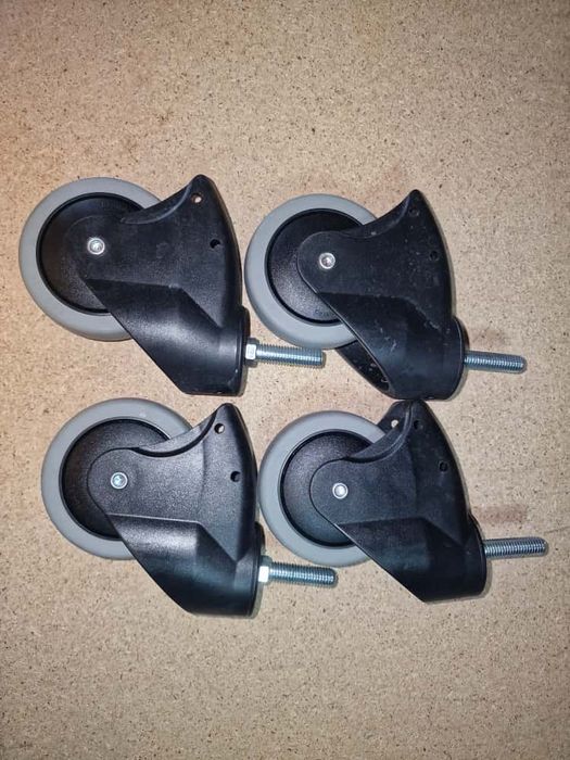 Roți pivotante cauciuc cu filet M8, set 4 bucăți  - NOI