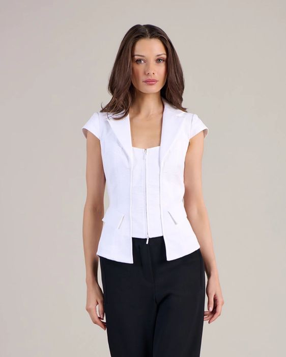 Anne Fontaine сако с къс ръкав раМер 38 бяло