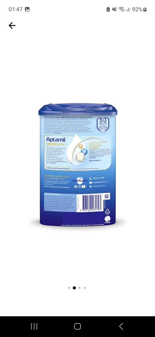 Lapte praf Aptamil Cesar Biotic 1 (0-6 luni)