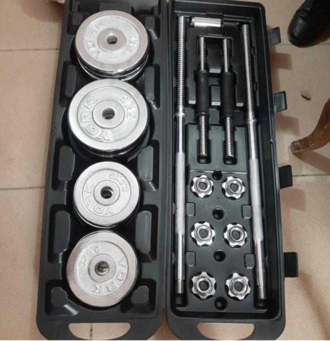 Набор гантели со штангой  кг, б/у