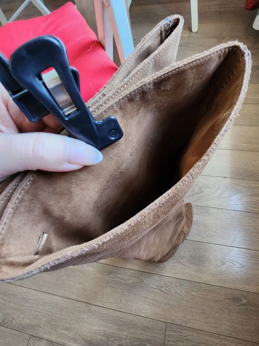 Естествен велур чизми Stradivarius плюс подарък колан