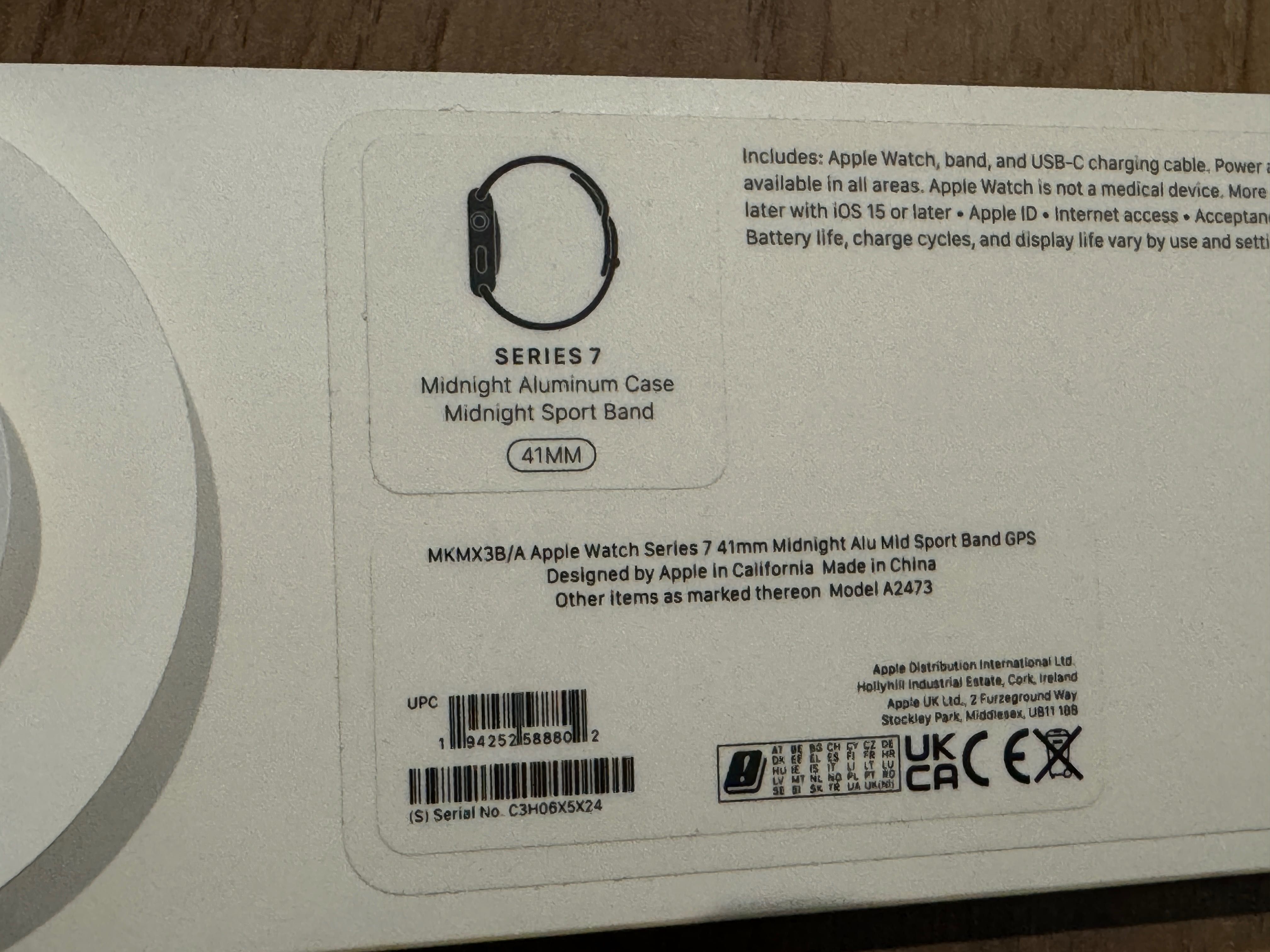 Смарт часовник Apple 7 Series  Midnight Aluminium Case, 41mm