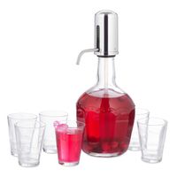 Dispenser de bauturi cu pompa manuala, cu 6 pahare, sticla, 2.4l