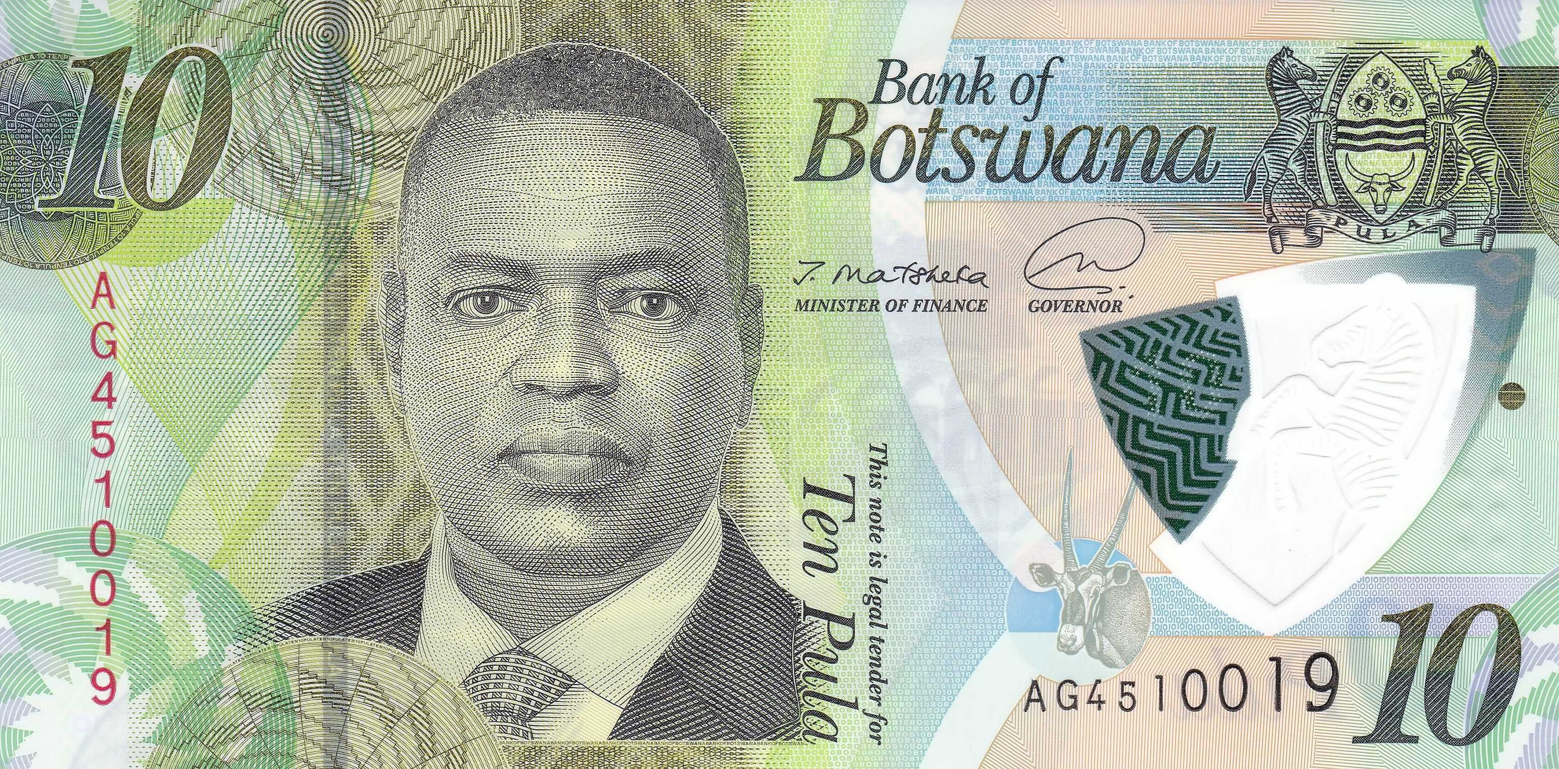 Botswana 10 P..a 2020 polimer, necirculata