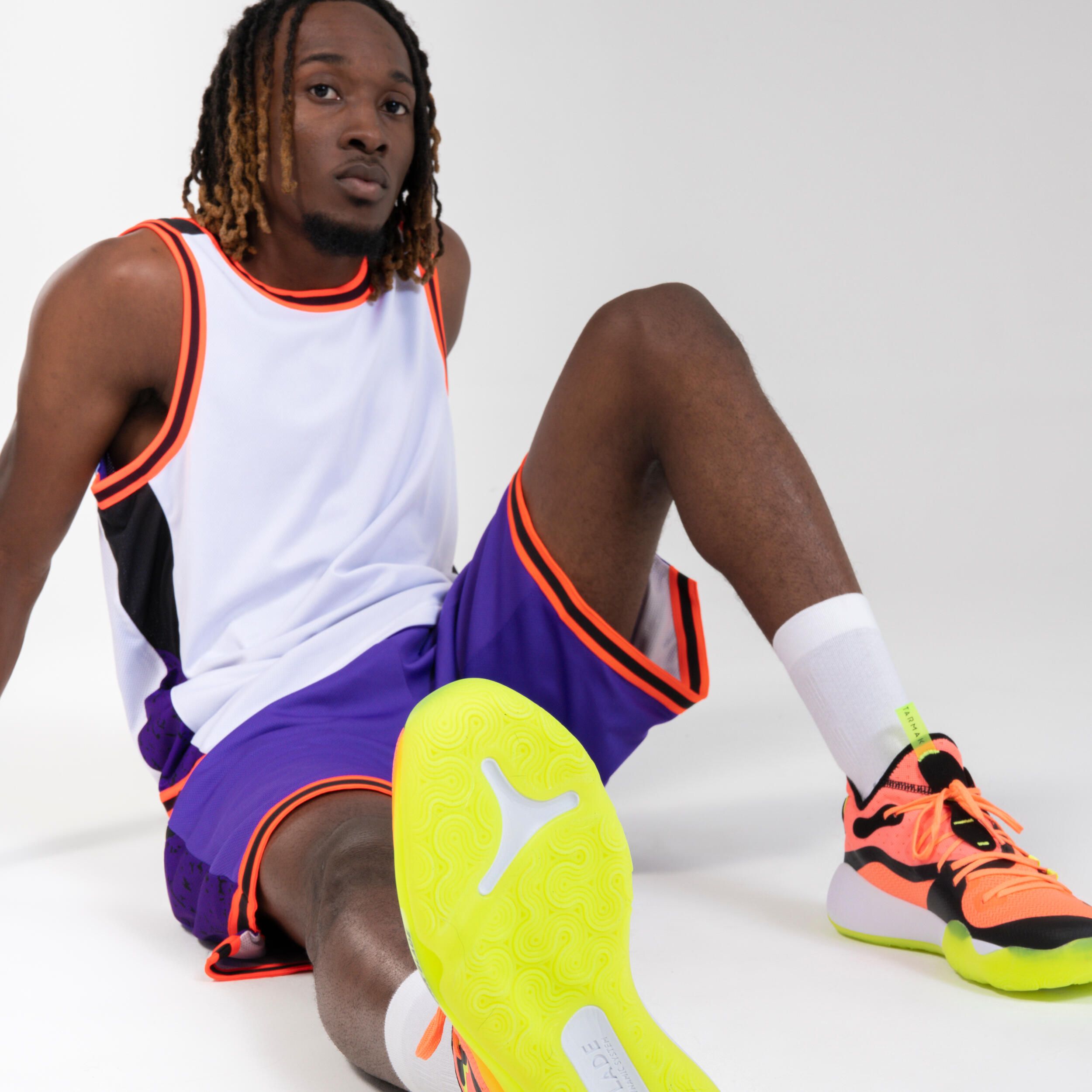 Ghete Mid Baschet Se500 Roz-Galben - produs resigilat (nou) Decathlon