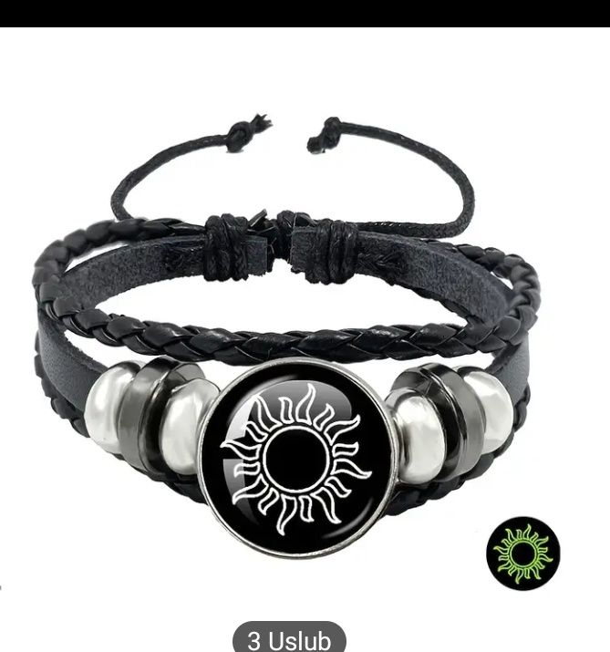 2 dona/to'plam Yorqin Quyosh va Oy Jozibali Brasletlar, Sun'iy Charm