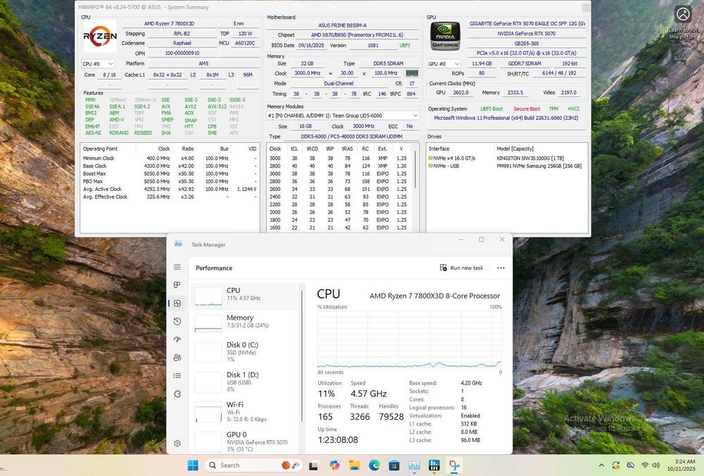 PC Gaming Ryzen 7 7800X3D RTX 5070