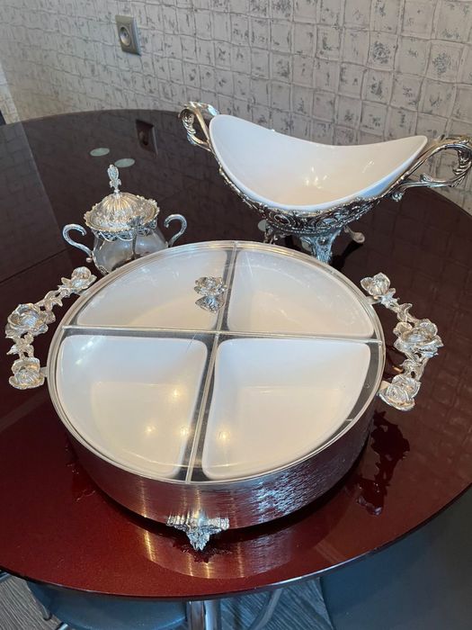 Набор посуды серебро