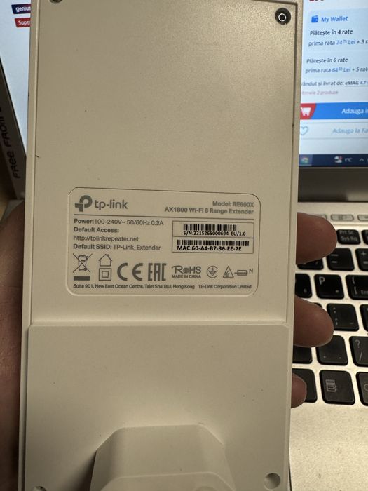 Extender tplink re600x, wifi 6