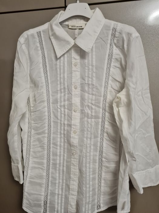 Бяла ефирна риза DKNY