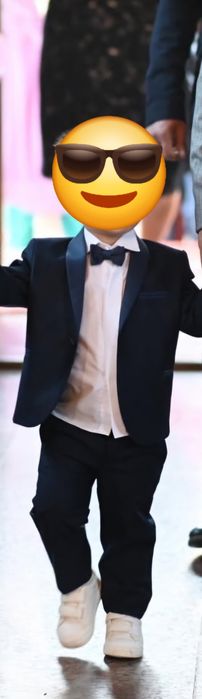 Costum 4 Piese Bleumarin Cu Papion Ceremonie Baiat LaKids - Anne Bebe