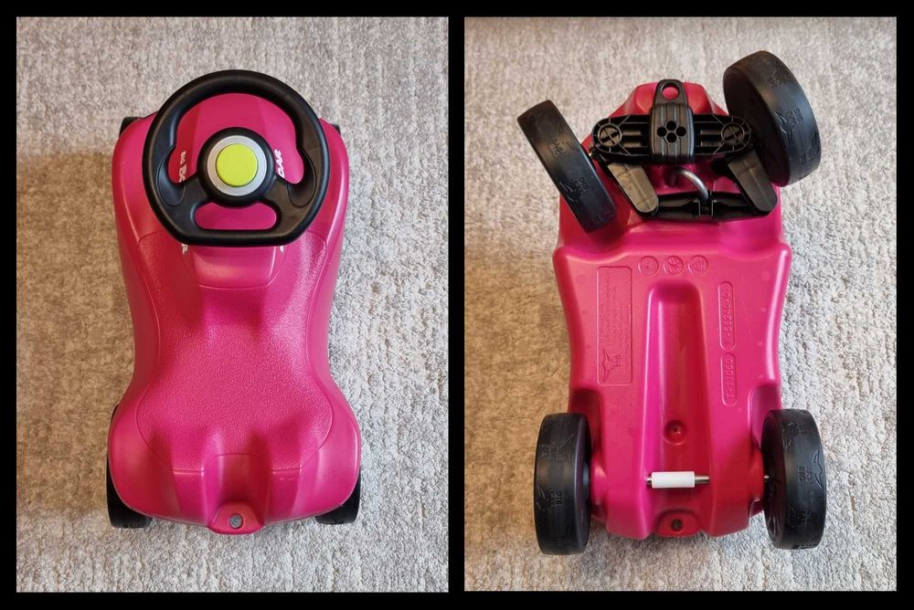 Masinuta Big Bobby Car roz, masina cu claxon