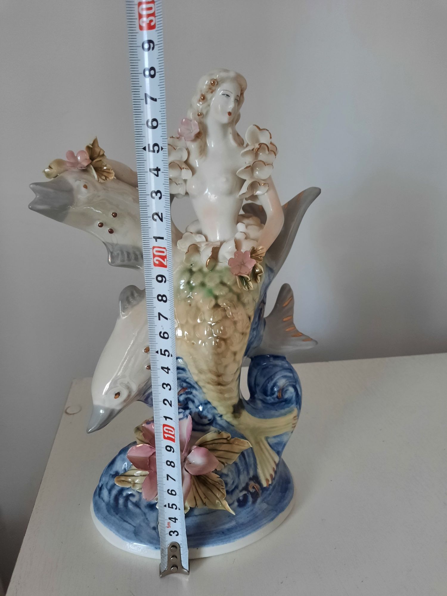 bibelou sirena cu delfini manufactura Romania Alba Iulia mare-28 cm