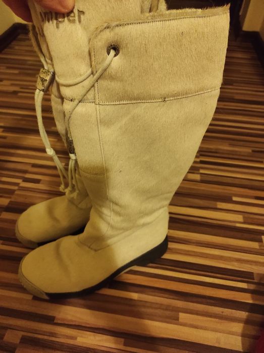 Cizme italiene de iarnă pana la genunchi Bumber din blana naturală