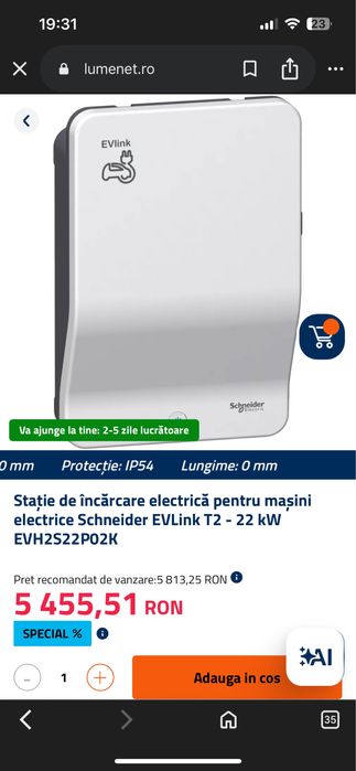 Statie de incarcare masina electrica Schneider 380v 22w NOU