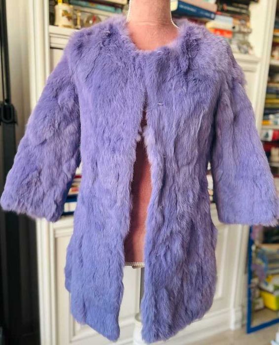 Haină de blană mov/liliachie din blană naturală – mărimea S