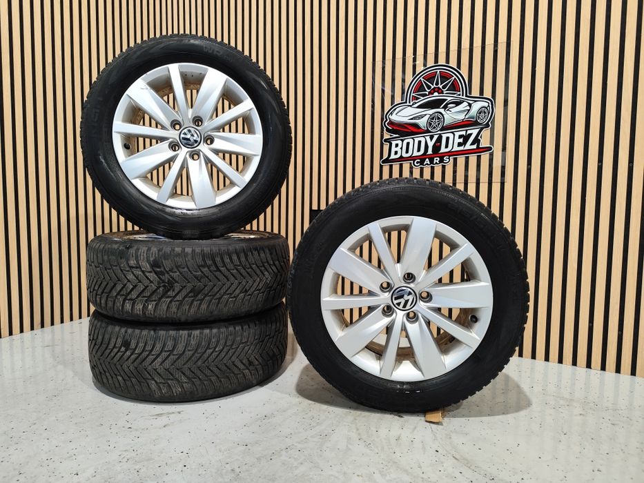 Set jante R16 Vw Audi Skoda Seat 5x112 anvelope iarna 215/55R16 Nokian
