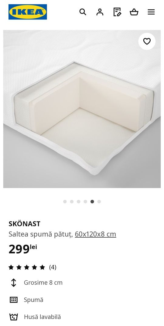 Saltea spumă IKEA 60x120 cm