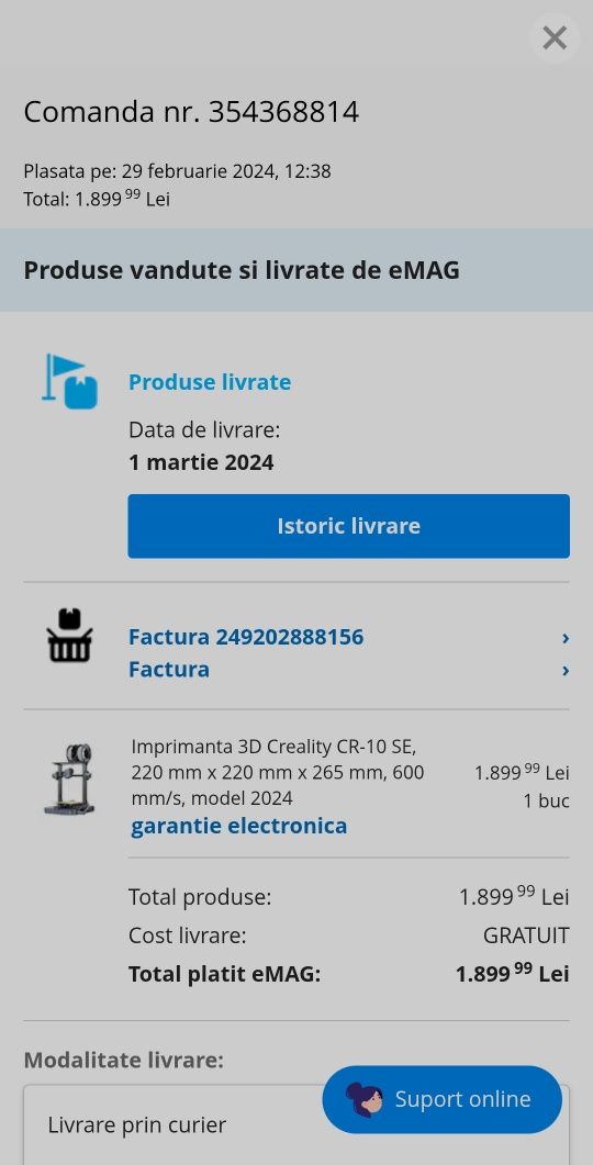 Imprimanta 3D Creality CR-10 SE+camera+uscător