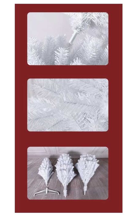 Коледна Снежно бяла или зелена елха с шишарки + пласмасова стойка  ТОП