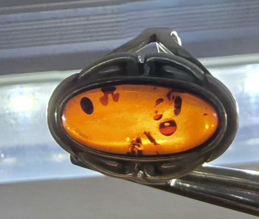 Inel argint 925 ,chihlimbar natural