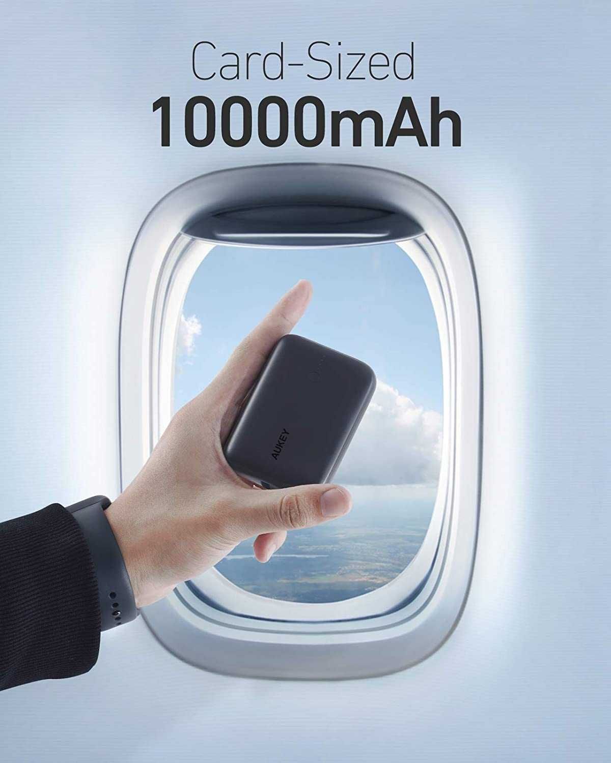 AUKEY 10000mAh ултра компактна външна USB батерия, с USB-C PD и QC3.0