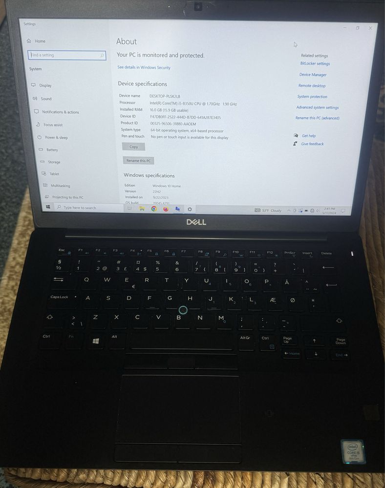 Laptop Dell  Latitude 7490 intel i5 gen. 8