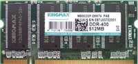 Kit memorii notebook Kingmax, 2X512MB, DDR1 SODIMM, 400 MHz, CL3, 2.5