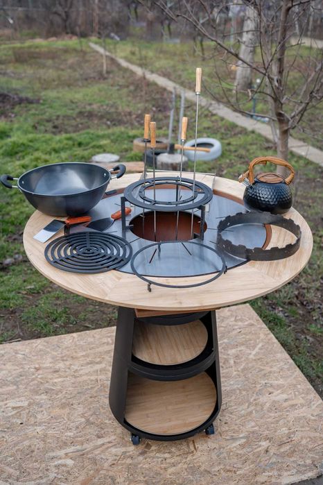 Gratar, plita-inox, grill-otel/carbon, baza/electrostatic, cuva/corten