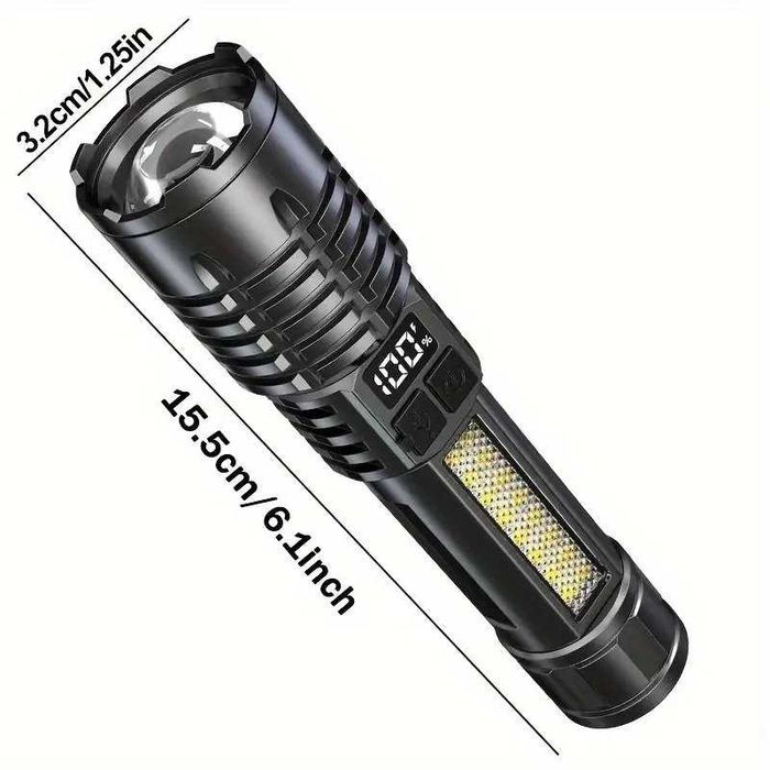 Lanterna puternica cu zoom telescopic, afisaj digital putere