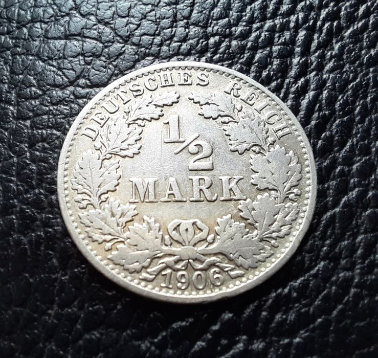 Стара сребърна монета 1/2 марка 1906 г.буква А- Германия- перфектна