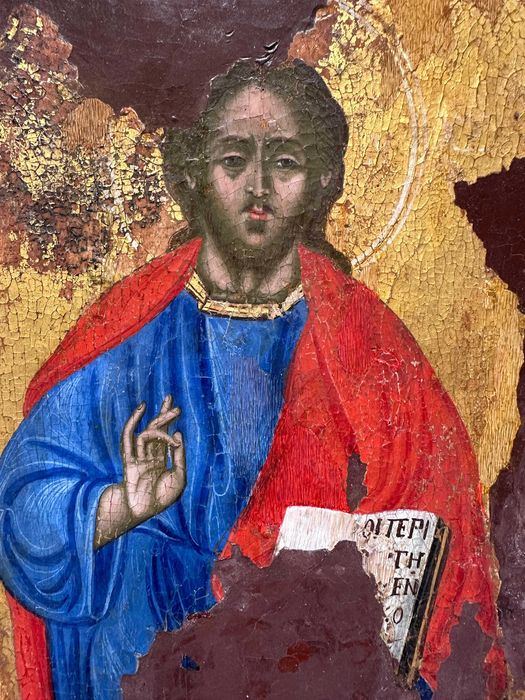 Icoană pe lemn „Iisus Pantocrator”, șc. grecească, jum. sec. XVIII
