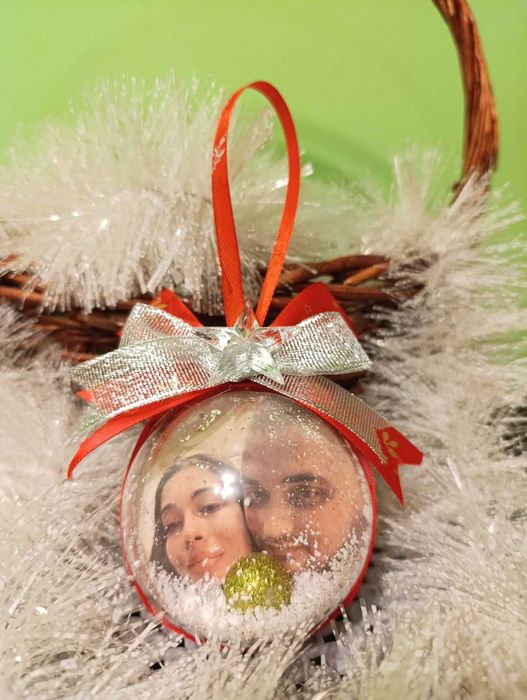 Коледни топки за елха със снимка и пожелание